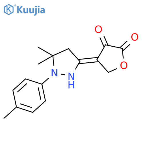 (4E)-4-[5,5-dimethyl-1-(4-methylphenyl)pyrazolidin-3-ylidene]dihydrofuran-2,3-dione structure