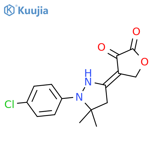 (4E)-4-[1-(4-chlorophenyl)-5,5-dimethylpyrazolidin-3-ylidene]dihydrofuran-2,3-dione structure