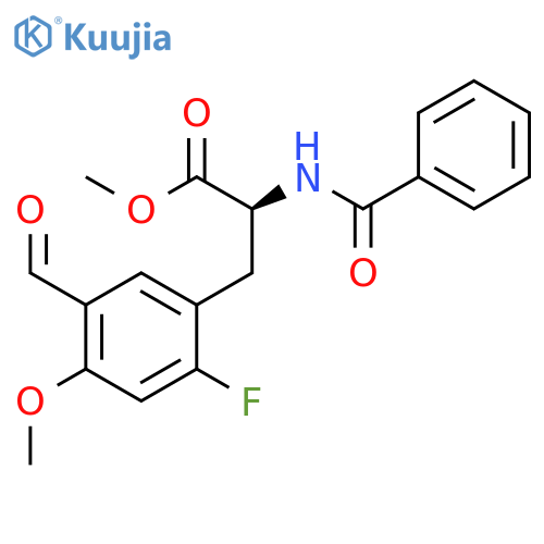 L-Tyrosine, N-benzoyl-2-fluoro-5-formyl-O-methyl-, methyl ester structure