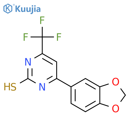 4-(1,3-Benzodioxol-5-yl)-6-(trifluoromethyl)-pyrimidine-2-thiol structure