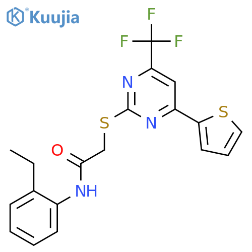 <br>N-(2-Ethyl-phenyl)-2-(4-thiophen-2-yl-6-trifluoromethyl-pyrimidin-2-ylsulfa nyl)-acetamide structure