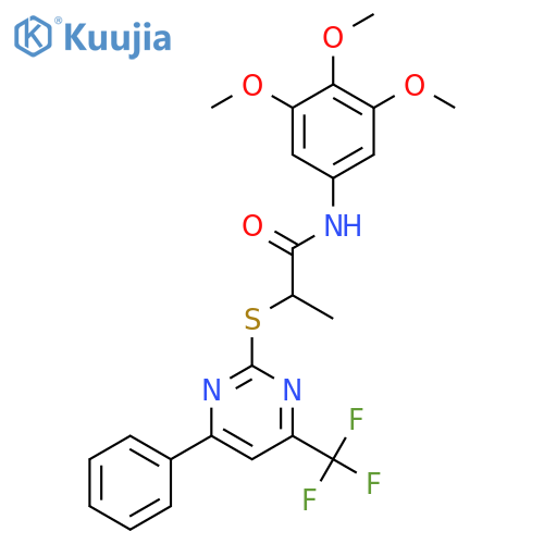 <br>2-(4-Phenyl-6-trifluoromethyl-pyrimidin-2-ylsulfanyl)-N-(3,4,5-trimethoxy-p henyl)-propionamide structure