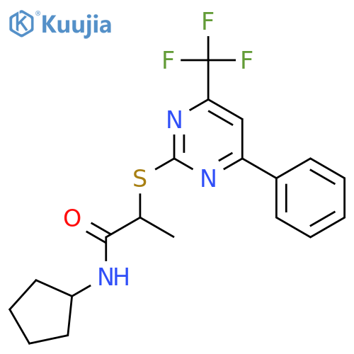<br>N-Cyclopentyl-2-(4-phenyl-6-trifluoromethyl-pyrimidin-2-ylsulfanyl)-propion amide structure