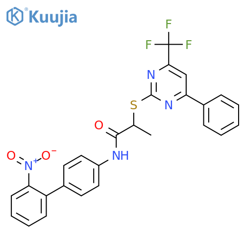<br>N-(2'-Nitro-biphenyl-4-yl)-2-(4-phenyl-6-trifluoromethyl-pyrimidin-2-ylsulf anyl)-propionamide structure