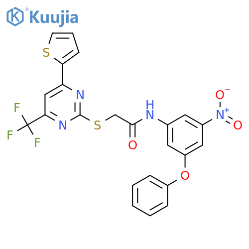 <br>N-(3-Nitro-5-phenoxy-phenyl)-2-(4-thiophen-2-yl-6-trifluoromethyl-pyrimidin -2-ylsulfanyl)-acetamide structure