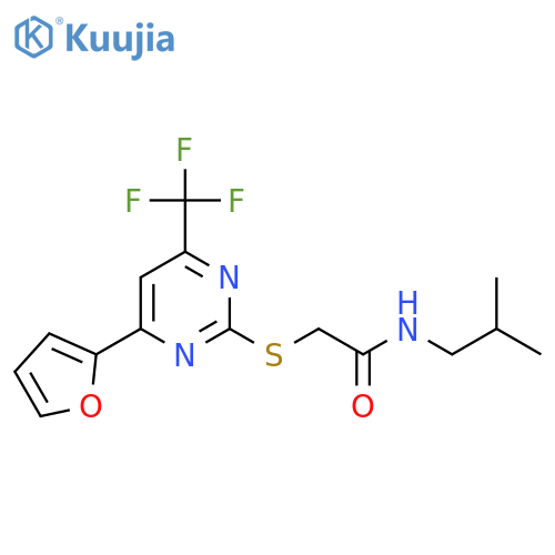 <br>2-(4-Furan-2-yl-6-trifluoromethyl-pyrimidin-2-ylsulfanyl)-N-isobutyl-acetam ide structure