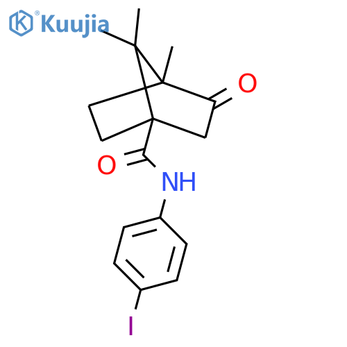N-(4-iodophenyl)-4,7,7-trimethyl-3-oxobicyclo2.2.1heptane-1-carboxamide structure