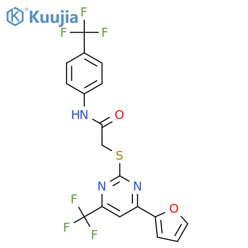 <br>2-(4-Furan-2-yl-6-trifluoromethyl-pyrimidin-2-ylsulfanyl)-N-(4-trifluoromet hyl-phenyl)-acetamide structure