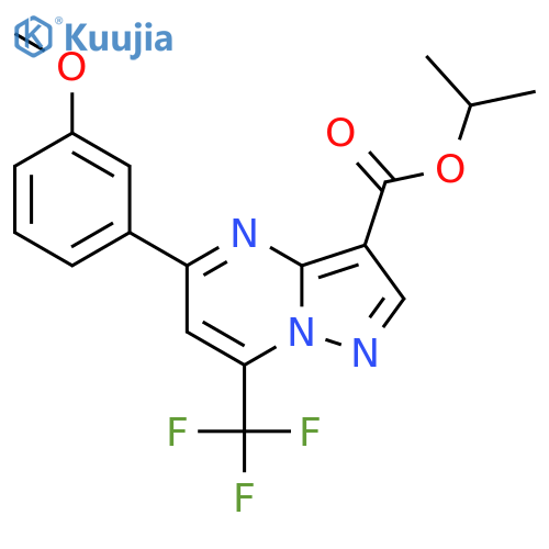 <br>5-(3-Methoxy-phenyl)-7-trifluoromethyl-pyrazolo[1,5-a]pyrimidine-3-carboxyl ic acid isopropyl ester structure