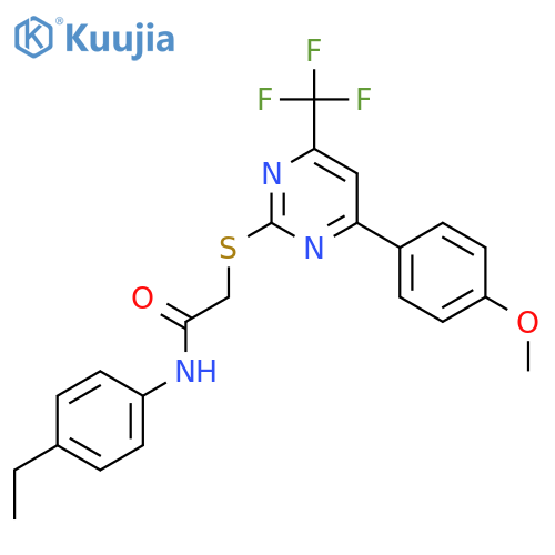 <br>N-(4-Ethyl-phenyl)-2-[4-(4-methoxy-phenyl)-6-trifluoromethyl-pyrimidin-2-yl sulfanyl]-acetamide structure