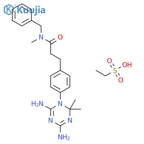 ethanesulfonic acid - N-benzyl-3-[4-(4,6-diamino-2,2-dimethyl-1,3,5-triazin-1(2H)-yl)phenyl]-N-methylpropanamide (1:1) structure