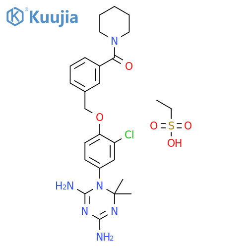[3-[[2-chloro-4-(4,6-diamino-2,2-dimethyl-1,3,5-triazin-1-yl)phenoxy]methyl]phenyl]-piperidin-1-ylmethanone;ethanesulfonic Acid structure
