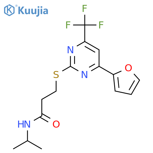 <br>3-(4-Furan-2-yl-6-trifluoromethyl-pyrimidin-2-ylsulfanyl)-N-isopropyl-propi onamide structure
