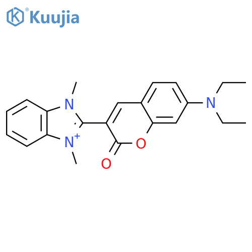 1H-Benzimidazolium,2-[7-(diethylamino)-2-oxo-2H-1-benzopyran-3-yl]-1,3-dimethyl- structure