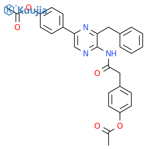 5-(4-acetoxyphenyl)-2-(4-acetoxyphenyl)acetylamino-3-benzylpyrazine structure