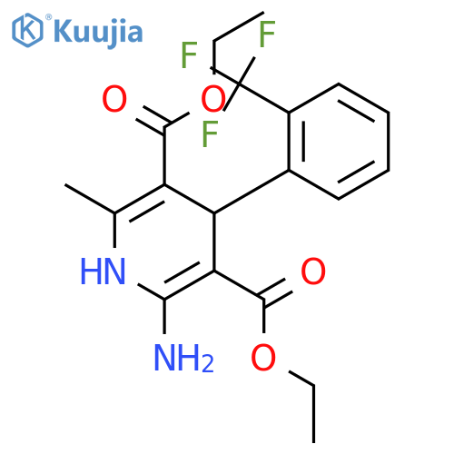 diethyl 2-amino-6-methyl-4-[2-(trifluoromethyl)phenyl]-1,4-dihydropyridine-3,5-dicarboxylate structure