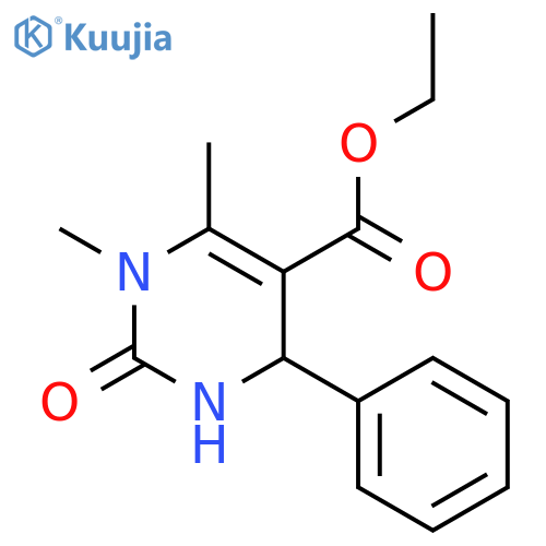 5-Pyrimidinecarboxylicacid, 1,2,3,4-tetrahydro-1,6-dimethyl-2-oxo-4-phenyl-, ethyl ester structure