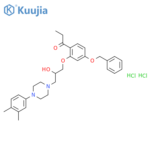 1-[4-(benzyloxy)-2-{3-[4-(3,4-dimethylphenyl)piperazin-1-yl]-2-hydroxypropoxy}phenyl]propan-1-one dihydrochloride structure