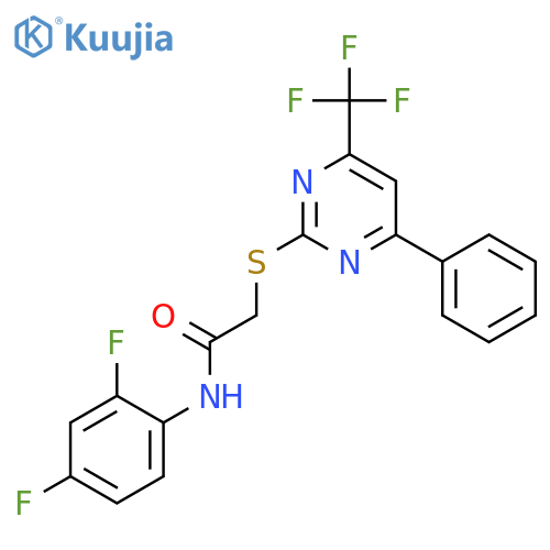 <br>N-(2,4-Difluoro-phenyl)-2-(4-phenyl-6-trifluoromethyl-pyrimidin-2-ylsulfany l)-acetamide structure