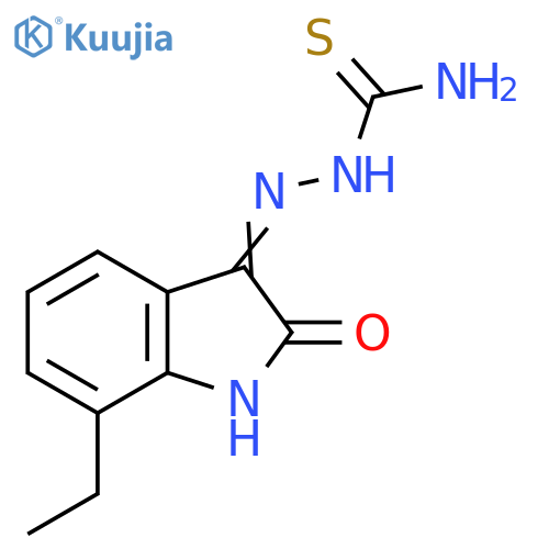 Hydrazinecarbothioamide,2-(7-ethyl-1,2-dihydro-2-oxo-3H-indol-3-ylidene)- structure