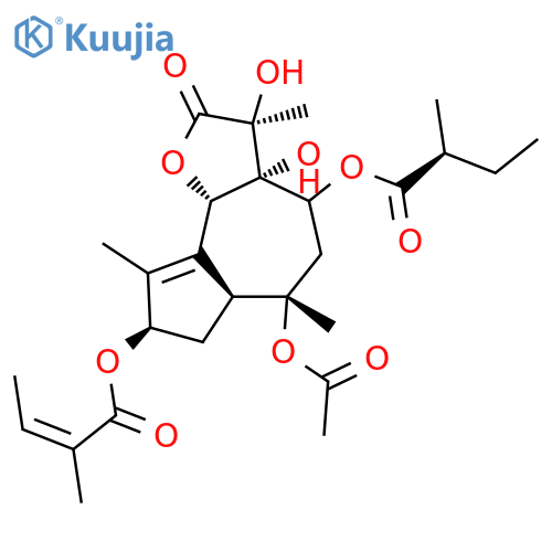 2-Butenoic acid,2-methyl-,(3S,3aR,4S,6S,6aS,8R,9bS)-6-(acetyloxy)-2,3,3a,4,5,6,6a,7,8,9b-decahydro-3,3a-dihydroxy-3,6,9-trimethyl-4-[(2S)-2-methyl-1-oxobutoxy]-2-oxoazuleno[4,5-b]furan-8-ylester, (2Z)- structure