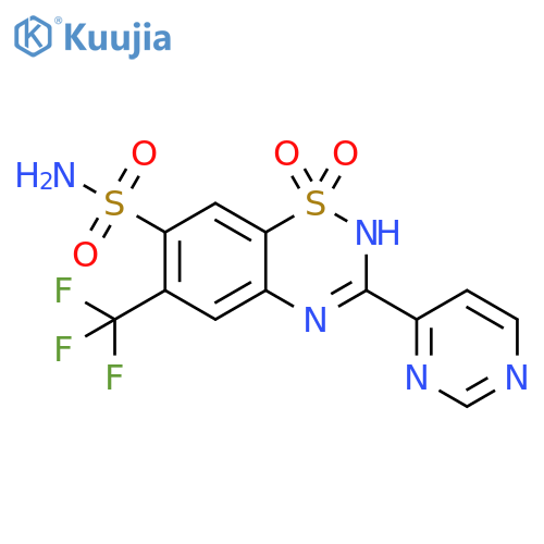 2H-1,2,4-Benzothiadiazine-7-sulfonamide, 3-(4-pyrimidinyl)-6-(trifluoromethyl)-, 1,1-dioxide structure
