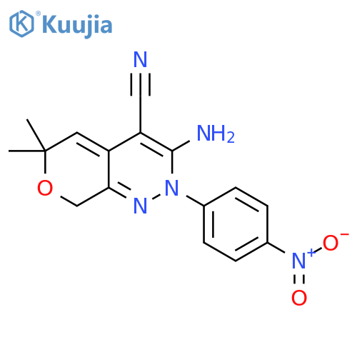 6H-Pyrano[3,4-c]pyridazine-4-carbonitrile,3-amino-2,8-dihydro-6,6-dimethyl-2-(4-nitrophenyl)- structure