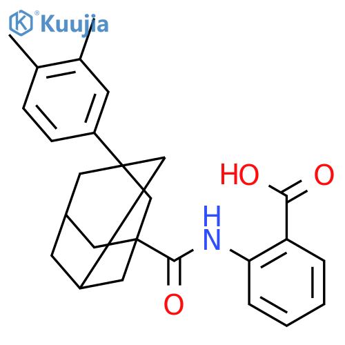 2-({[3-(3,4-dimethylphenyl)tricyclo[3.3.1.1~3,7~]dec-1-yl]carbonyl}amino)benzoic acid structure