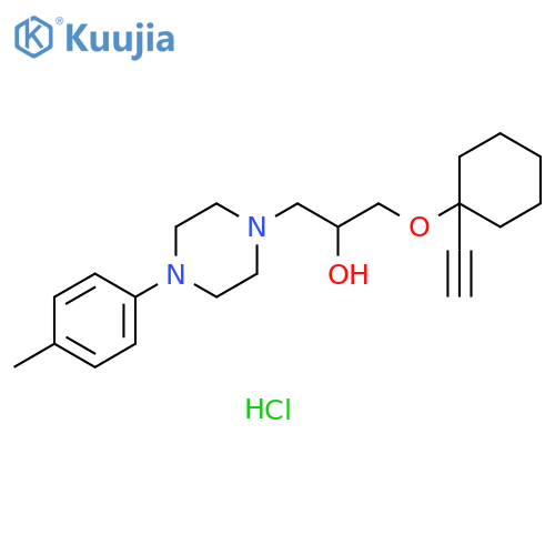 1-Piperazineethanol, α-[[(1-ethynylcyclohexyl)oxy]methyl]-4-(4-methylphenyl)-, hydrochloride (1:2) structure