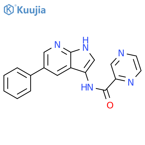 Pyrazinecarboxamide, N-(5-phenyl-1H-pyrrolo[2,3-b]pyridin-3-yl)- structure