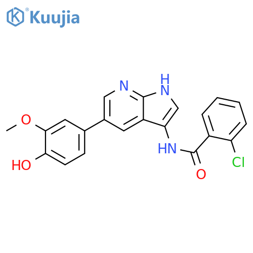 Benzamide,2-chloro-N-[5-(4-hydroxy-3-methoxyphenyl)-1H-pyrrolo[2,3-b]pyridin-3-yl]- structure