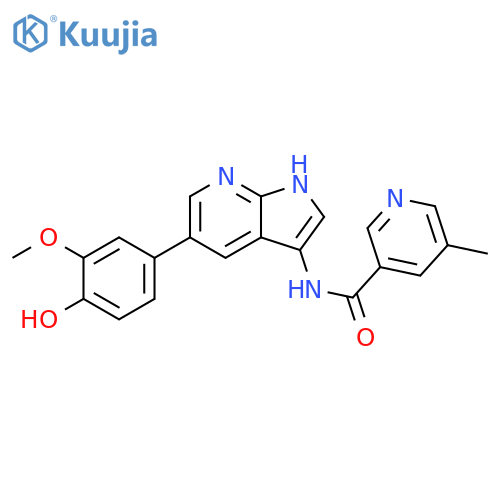 3-Pyridinecarboxamide,N-[5-(4-hydroxy-3-methoxyphenyl)-1H-pyrrolo[2,3-b]pyridin-3-yl]-5-methyl- structure