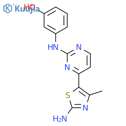Phenol, 3-[[4-(2-amino-4-methyl-5-thiazolyl)-2-pyrimidinyl]amino]- structure