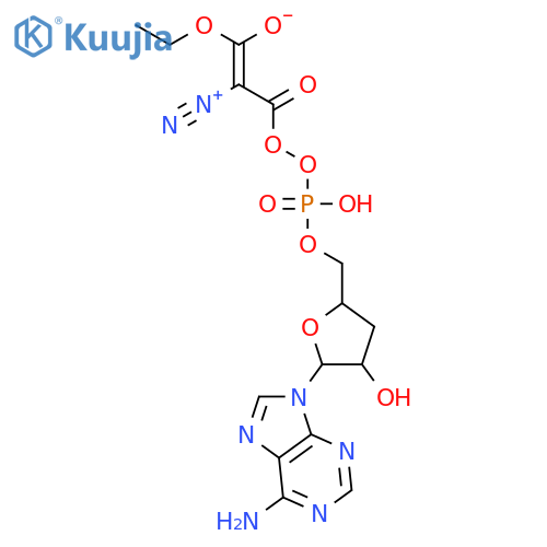 3'-deoxy-5'-O-[{[(2E)-2-diazonio-3-ethoxy-3-oxidoprop-2-enoyl]peroxy}(hydroxy)phosphoryl]adenosine structure