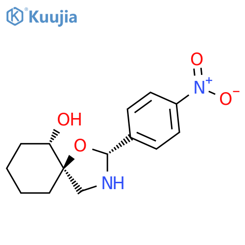 1-Oxa-3-azaspiro[4.5]decan-6-ol, 2-(4-nitrophenyl)-, (2R,5R,6S)-rel- structure