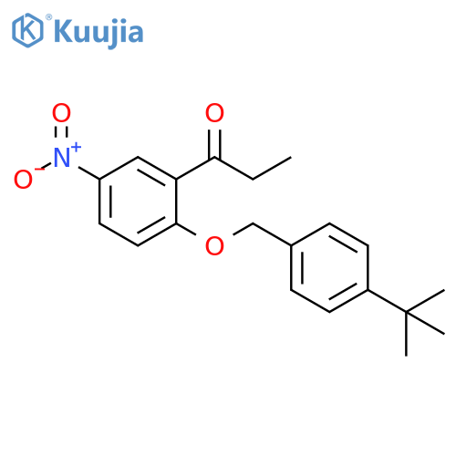 1-Propanone, 1-[2-[[4-(1,1-dimethylethyl)phenyl]methoxy]-5-nitrophenyl]- structure