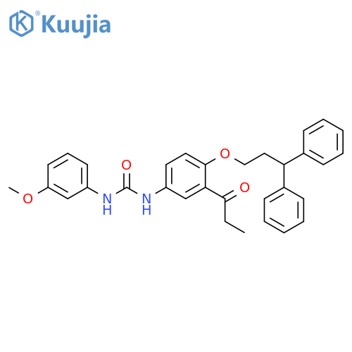 Urea,N-[4-(3,3-diphenylpropoxy)-3-(1-oxopropyl)phenyl]-N'-(3-methoxyphenyl)- structure