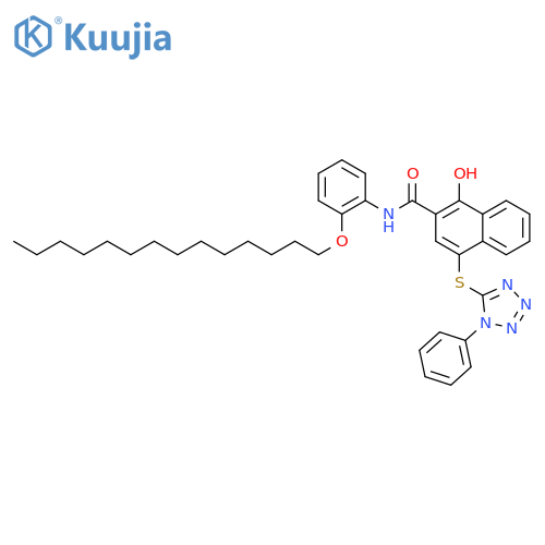 2-Naphthalenecarboxamide,1-hydroxy-4-[(1-phenyl-1H-tetrazol-5-yl)thio]-N-[2-(tetradecyloxy)phenyl]- structure