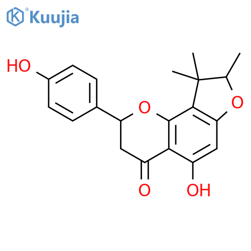 4H-Furo[2,3-h]-1-benzopyran-4-one,2,3,8,9-tetrahydro-5-hydroxy-2-(4-hydroxyphenyl)-8,9,9-trimethyl- (9CI) structure
