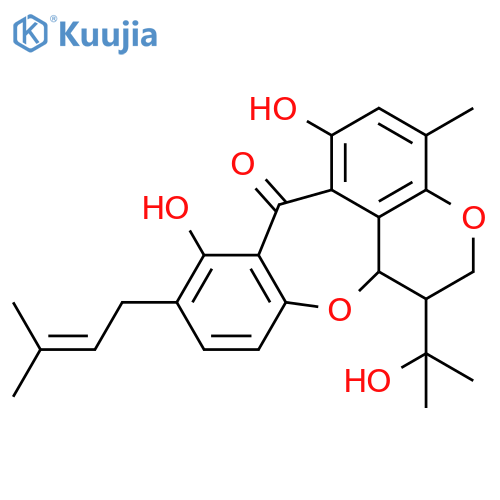 6,8-dihydroxy-1-(2-hydroxypropan-2-yl)-4-methyl-9-(3-methylbut-2-en-1-yl)-1,12a-dihydrochromeno[4,5-bc][1]benzoxepin-7(2H)-one structure