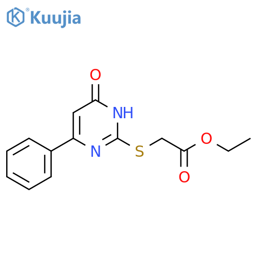 Acetic acid, [(1,4-dihydro-4-oxo-6-phenyl-2-pyrimidinyl)thio]-, ethyl ester structure