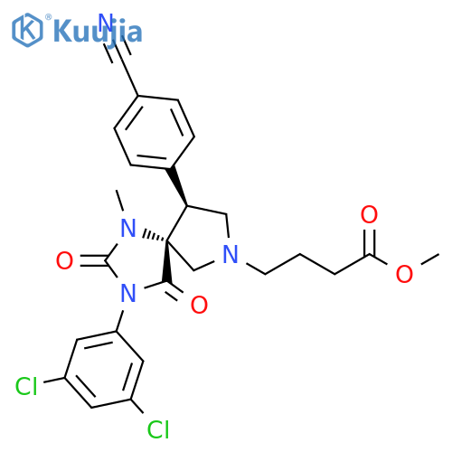 1,3,7-Triazaspiro[4.4]nonane-7-butanoic acid,9-(4-cyanophenyl)-3-(3,5-dichlorophenyl)-1-methyl-2,4-dioxo-, methylester, (5R,9S)-rel- structure