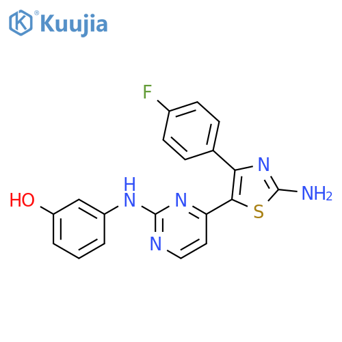 Phenol,3-[[4-[2-amino-4-(4-fluorophenyl)-5-thiazolyl]-2-pyrimidinyl]amino]- structure