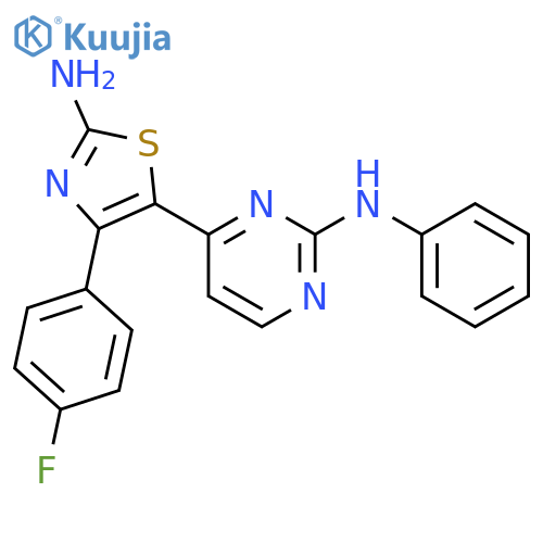 2-Pyrimidinamine, 4-[2-amino-4-(4-fluorophenyl)-5-thiazolyl]-N-phenyl- structure