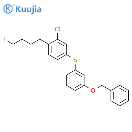 BENZENE, 1-[[3-CHLORO-4-(4-IODOBUTYL)PHENYL]THIO]-3-(PHENYLMETHOXY)- structure