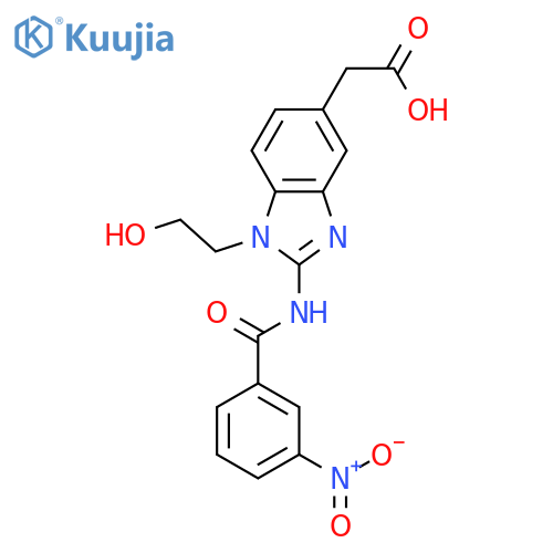 1H-Benzimidazole-5-acetic acid,1-(2-hydroxyethyl)-2-[(3-nitrobenzoyl)amino]- structure