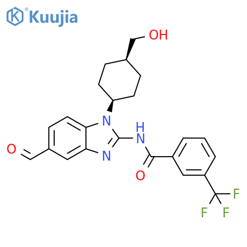 Benzamide,N-[5-formyl-1-[cis-4-(hydroxymethyl)cyclohexyl]-1H-benzimidazol-2-yl]-3-(trifluoromethyl)- structure
