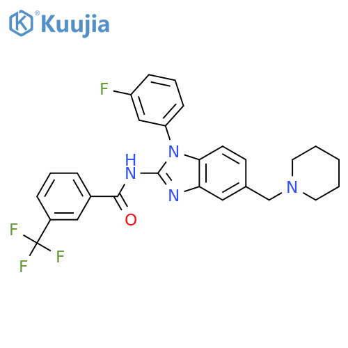 N-[1-(3-fluorophenyl)-5-(1-piperidinylmethyl)-1H-benzimidazol-2-yl]-3-(trifluoromethyl)Benzamide structure