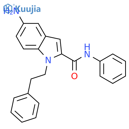 1H-INDOLE-2-CARBOXAMIDE, 5-AMINO-N-PHENYL-1-(2-PHENYLETHYL)- structure