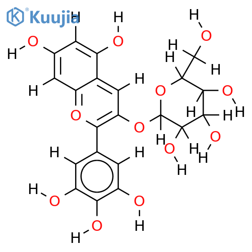 3-beta-D-galactopyranosyloxy-5,7-dihydroxy-2-(3,4,5-trihydroxy-phenyl)-chromenylium structure